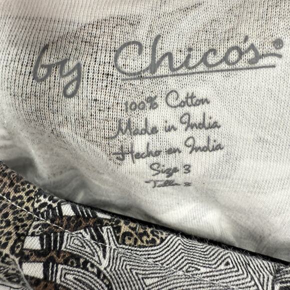 Chicos 3 Short Sleeve Tee Women Size XL Multicolor Botanical Pattern Round neck - Picture 7 of 8